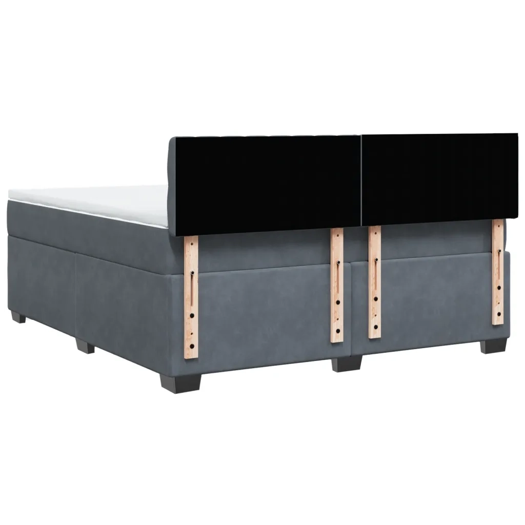 Giroletto a Molle con Materasso Grigio Scuro 180x200 cm Velluto