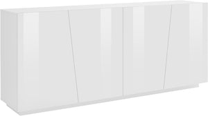 Credenza 4 Ante Battenti 200x43x86 cm Vega Bianco Lucido