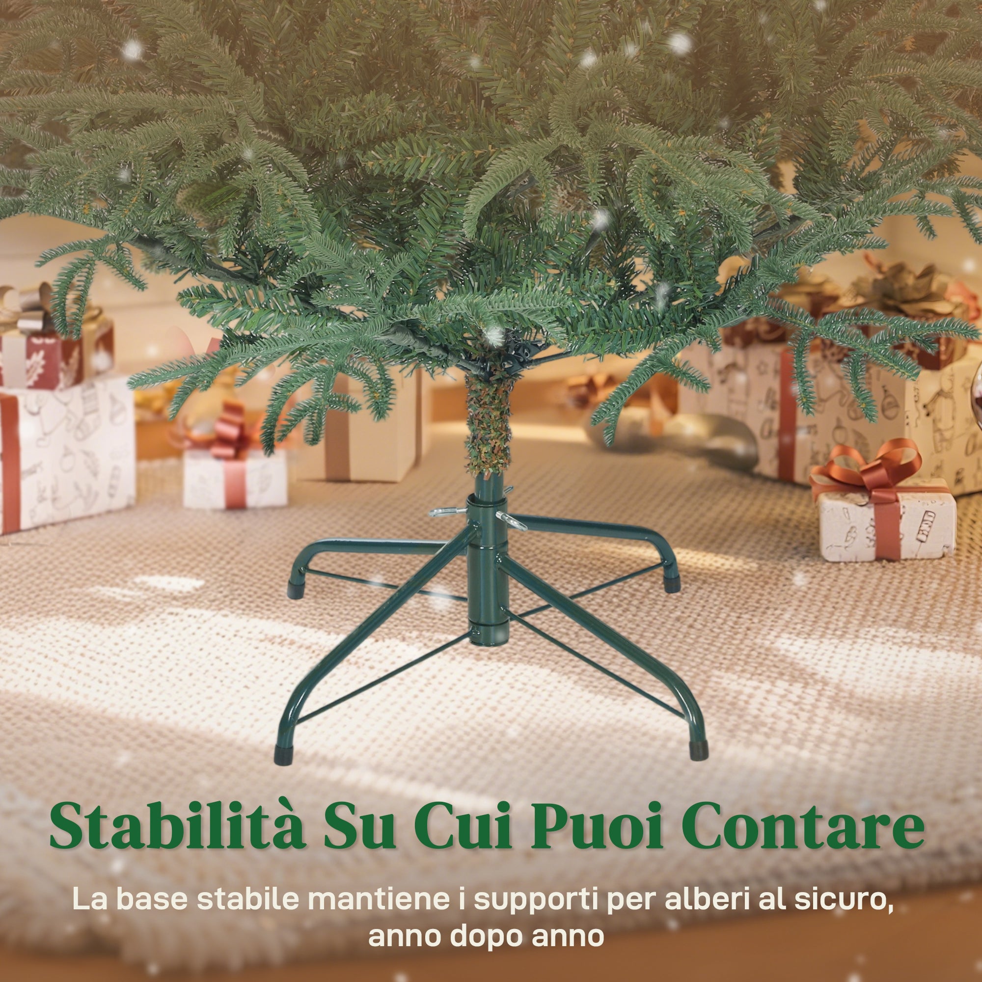 Albero di Natale Artificiale 180 cm 1814 Rami Realistici con Base in Metallo Verde