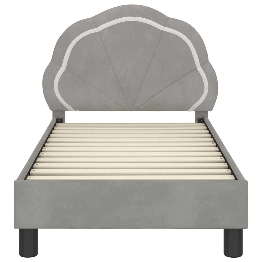 Struttura letto per bambini con testata Grigio Chiaro Velluto