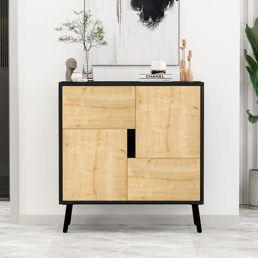 Armadio multiuso in legno "Darien" - 76,5 x 35 x 79,5 cm - Legno nero
