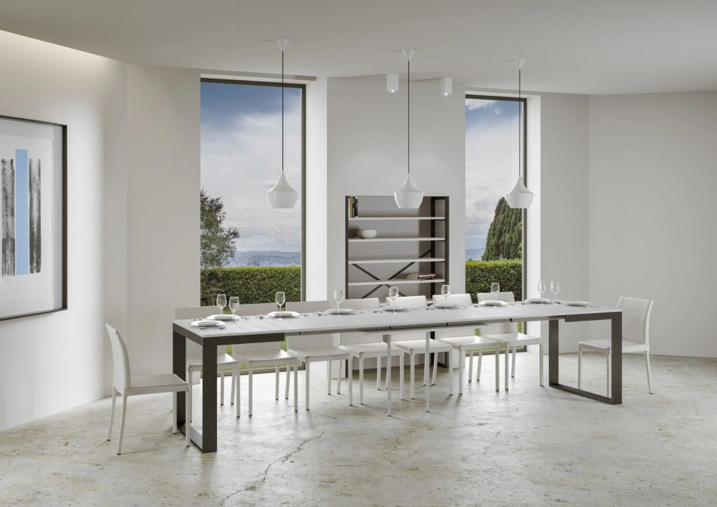 Tavolo Allungabile 120-380x90x77 cm Tecno Evolution Bianco Frassino