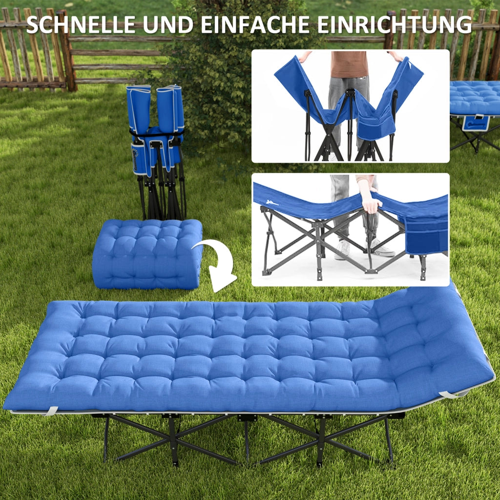 Letto da campeggio pieghevole con materasso ¨C zephmum ¨C blu scuro 185x68x37 cm
