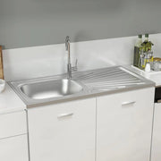 Lavello da Cucina con Scarico-Lavandino-Lavabo Argento 1000x500x155 mm Acciaio