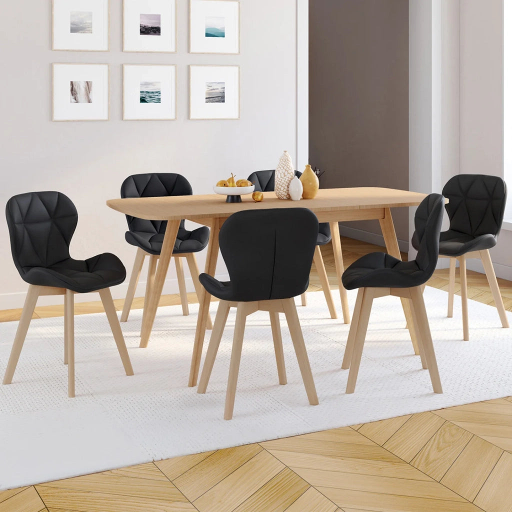 IDMarket - Set di 6 sedie da pranzo ROBINE in PU nero