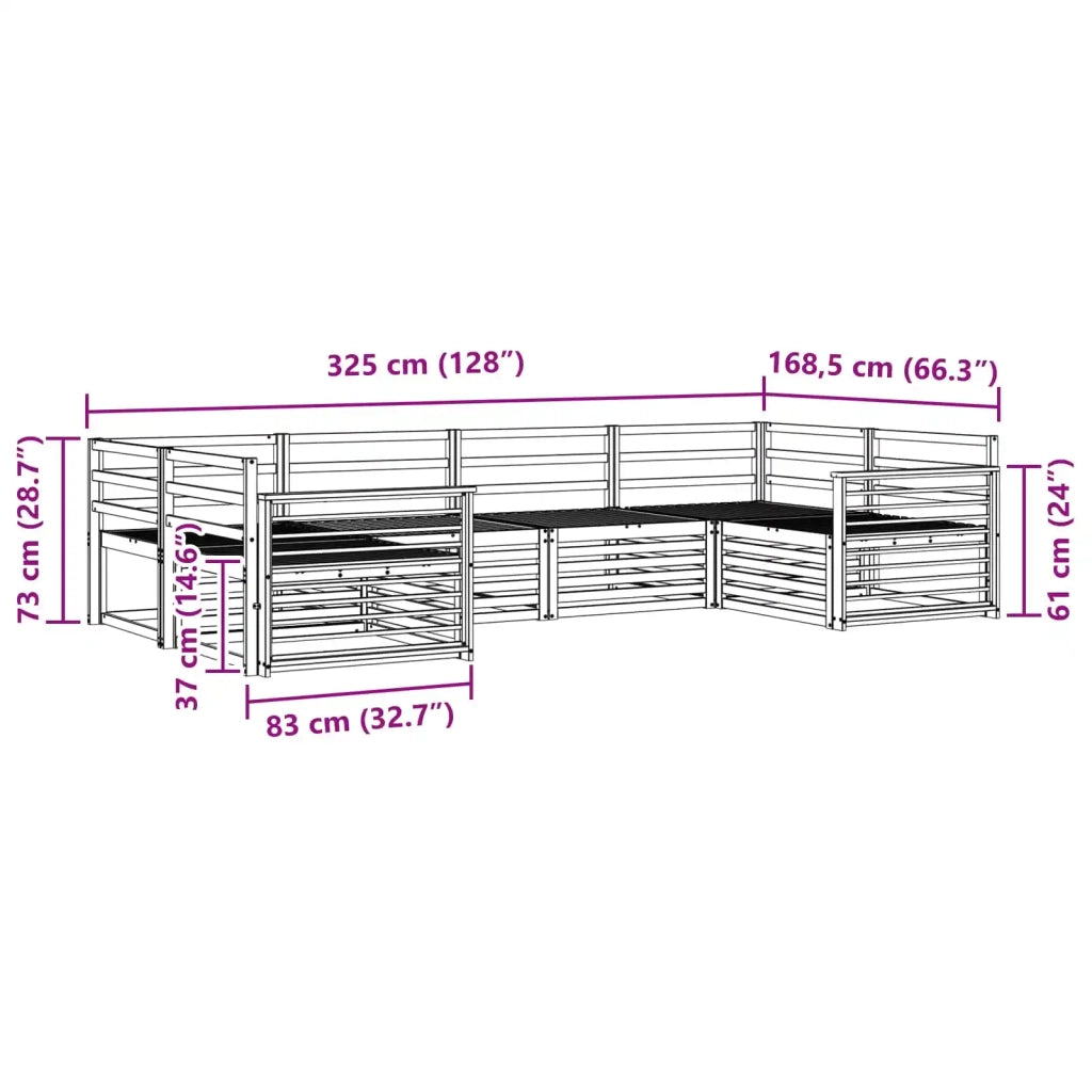 Set divani 6 pcs Naturale Legno di Acacia Massello