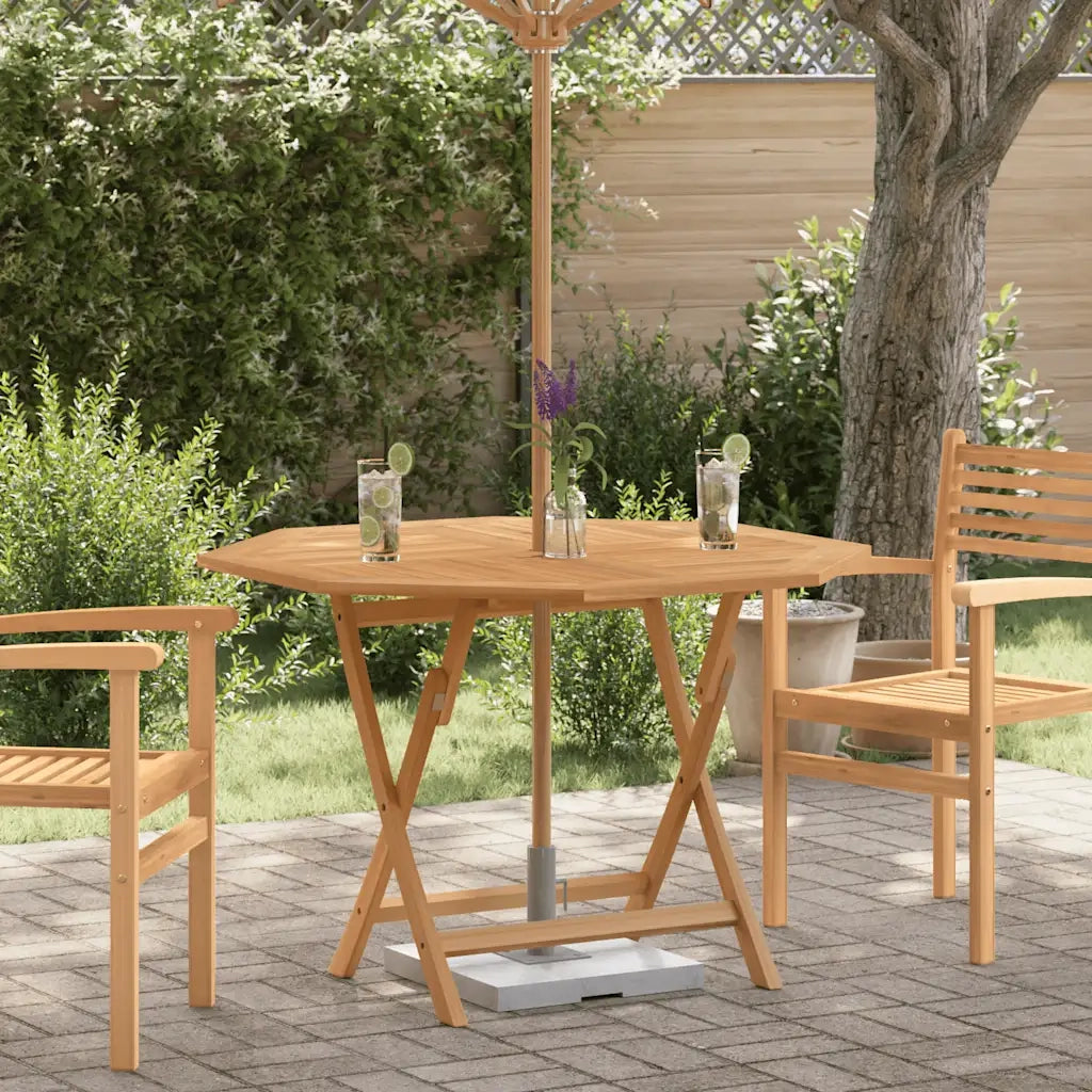 Tavolo da Giardino Pieghevole Grigio 110x110x75cm Massello Teak