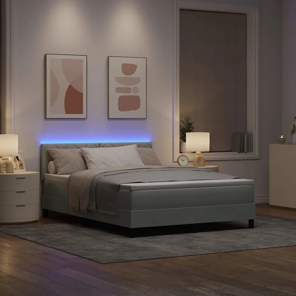 Letto a Sorgente LED Grigio chiaro 160 x 200 cm Velluto 3342728