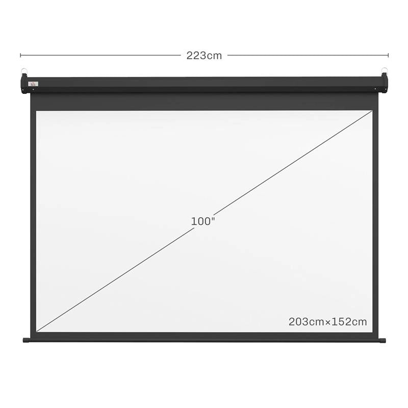 SCHERMO PER PROIETTORE 100" FORMATO 4:3 REGOLABILE CON TELECOMANDO, 203X152CM, NERO