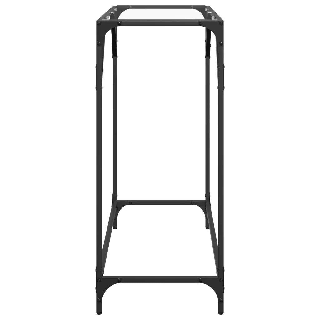 Tavolino Consolle-Tavolino da soggiorno-Tavolo Piano Vetro Trasparente 80x35x81cm in Acciaio
