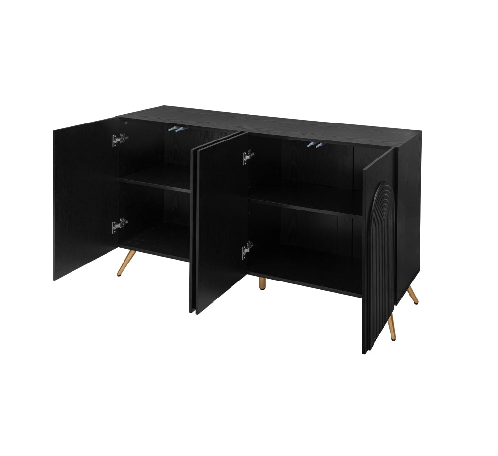 Credenza con ripiani regolabili; per ingresso; in truciolare; 150×38×83 cm; nera