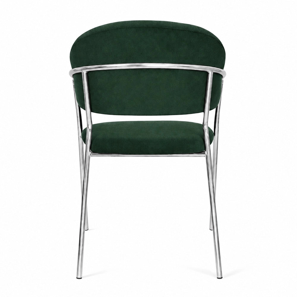 Sedie da pranzo set da 2 Aurelia in velluto verde con gambe in ferro cromato