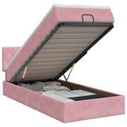 Letto ottomano con materasso Rosa 100 x 200 cm Velluto 3456614