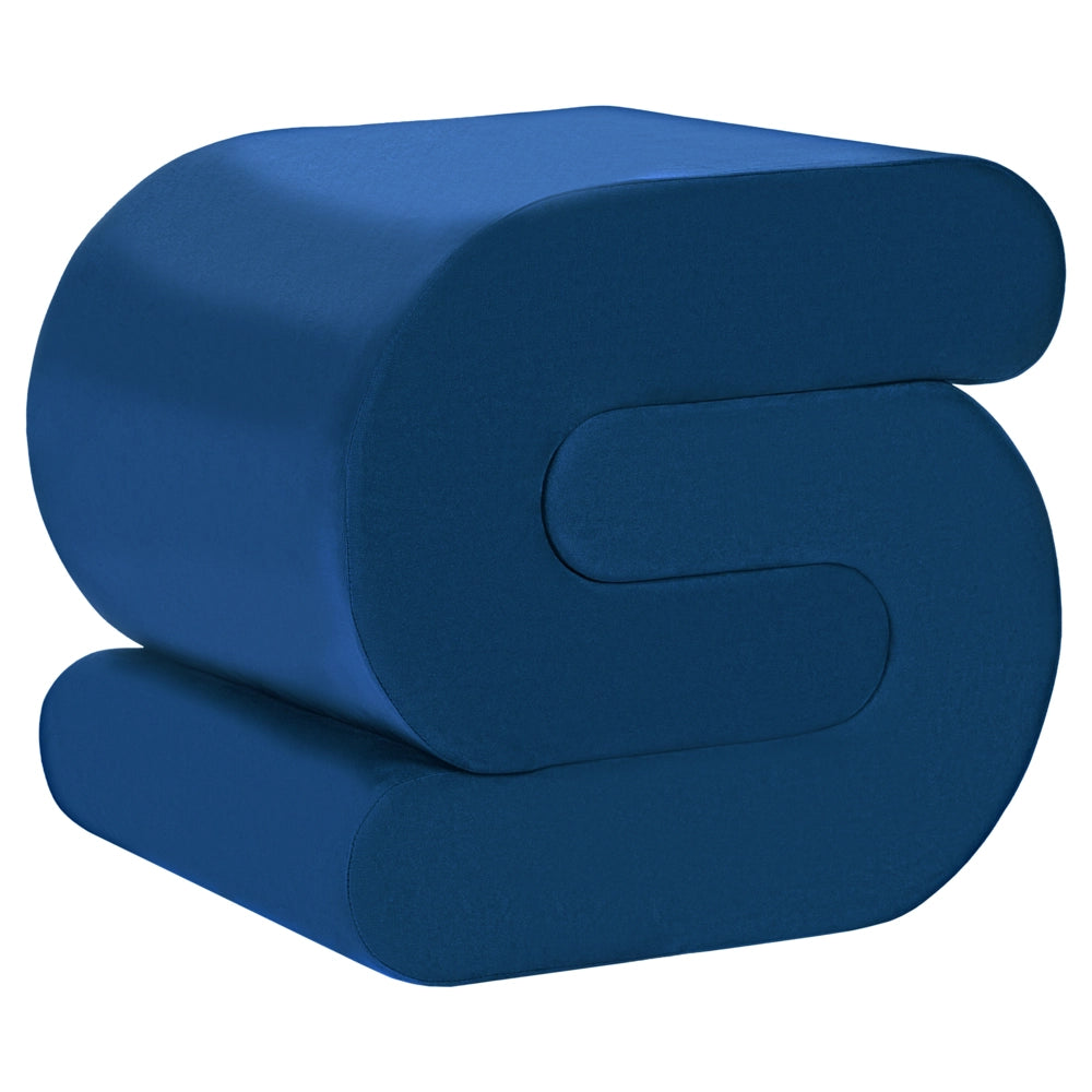 Pouf imbottito in velluto a forma di S blu soggiorno stile moderno