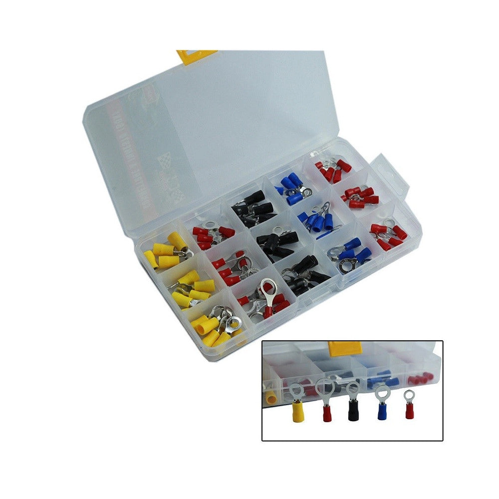Trade Shop - Set 75 Connettori Tondi A Innesto Terminali Elettrici Preisolati 75 Pz -