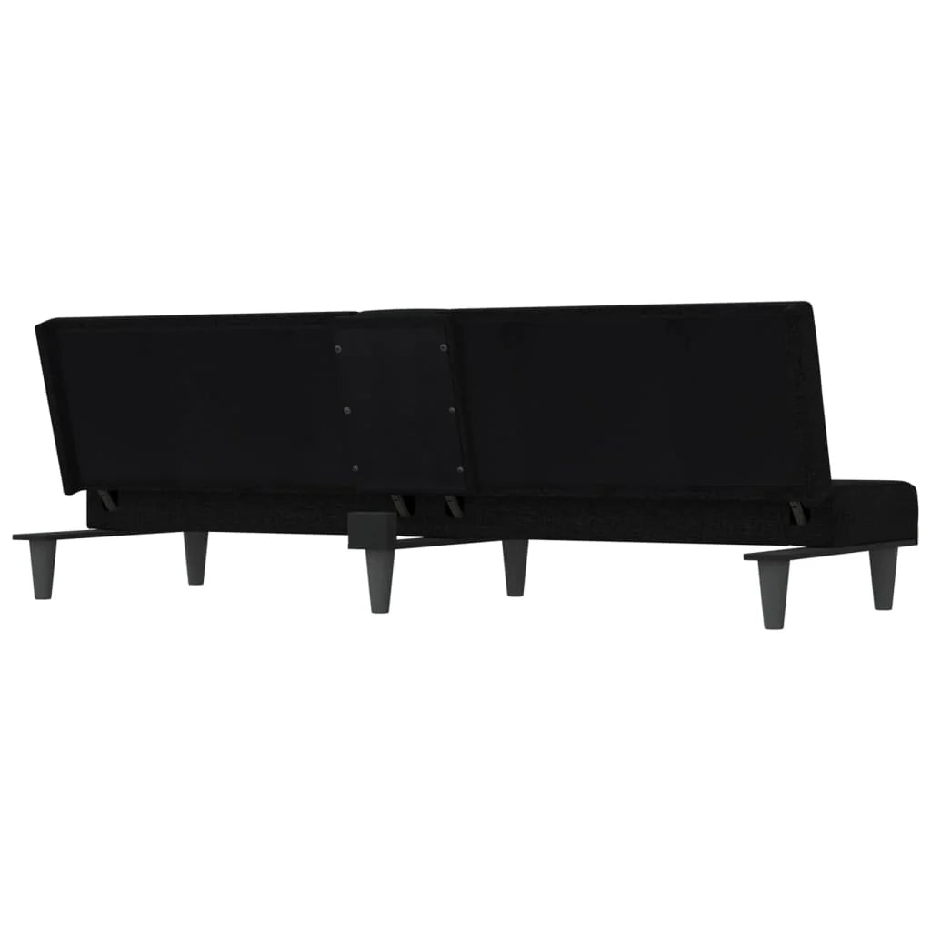 Divano letto con portabicchieri 200 x 89 x 70 cm tessuto nero 02_0019258