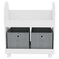 Scaffale per Bambini 2 Cassetti Tessuto Libreria Ruote Scaffalatura Portaoggetti