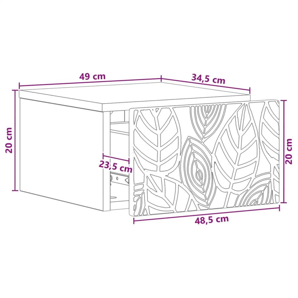 Mobiletto da notte a muro Bianco 49 x 34,5 x 20 cm 898785