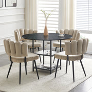 Set tavolo e sedie da pranzo 107 cm con doppio ripiano; in MDF e metallo; nero e marrone chiaro