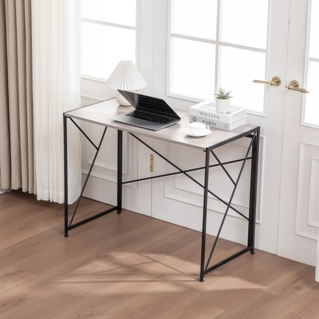 Scrivania pieghevole multifunzionale con struttura in metallo in MDF per piccoli spazi naturale 99 × 50 × 75 cm