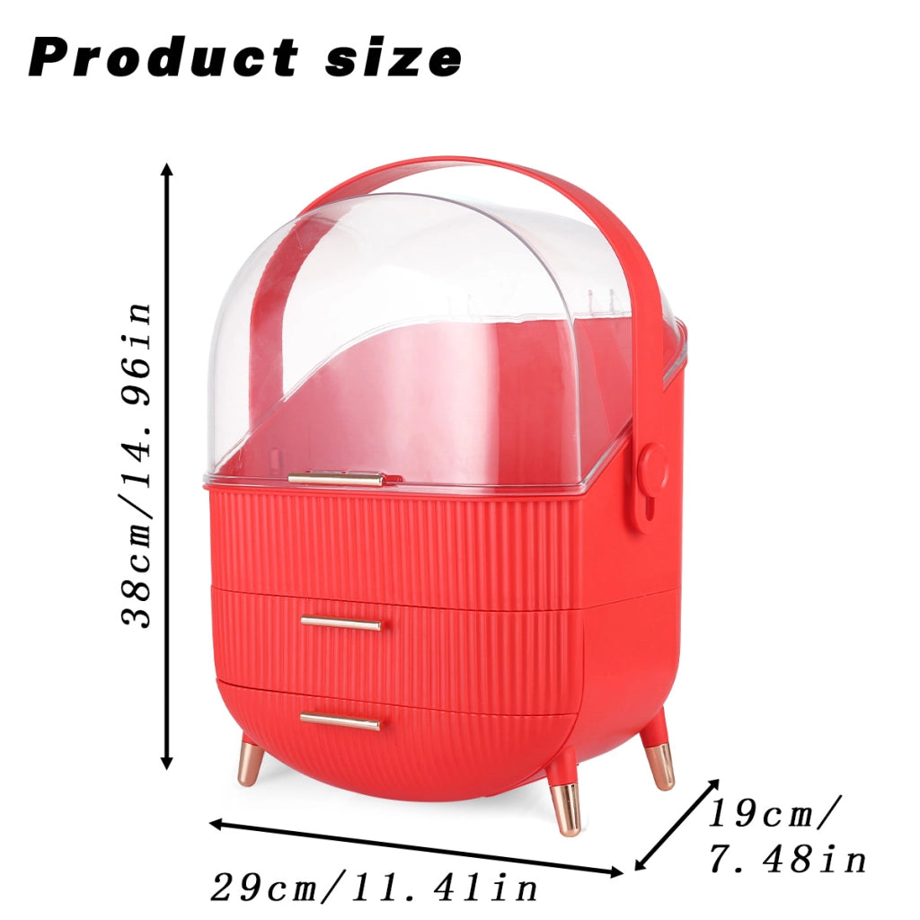 ZMH Porta trucchi da scrivania con più cassetti contenitore per cosmetici rosso 29 x 19 x 38 cm