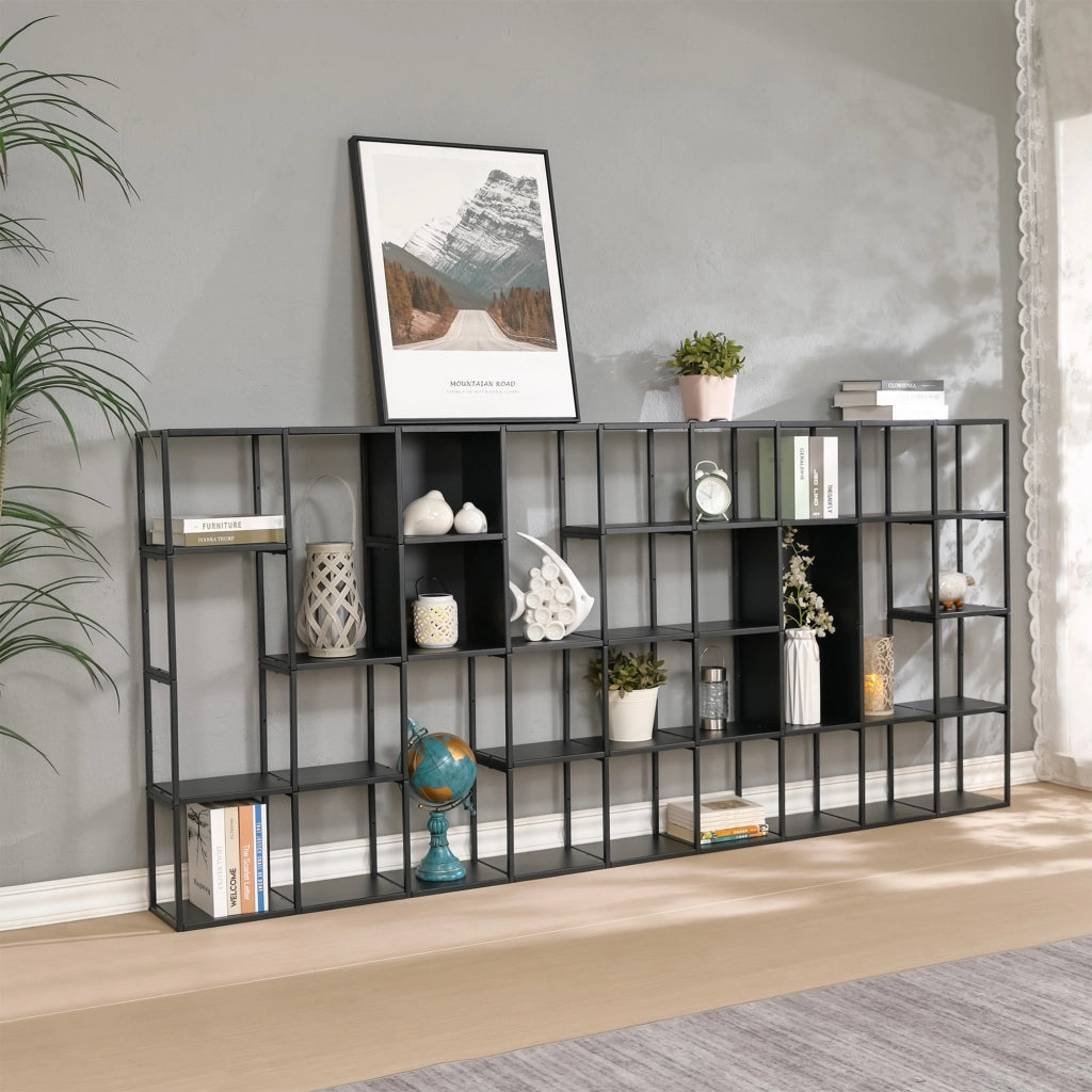 Set Nostened di 5 Mensole da Muro 28 x 28 x 20 cm in Acciaio - Nero [en.casa]