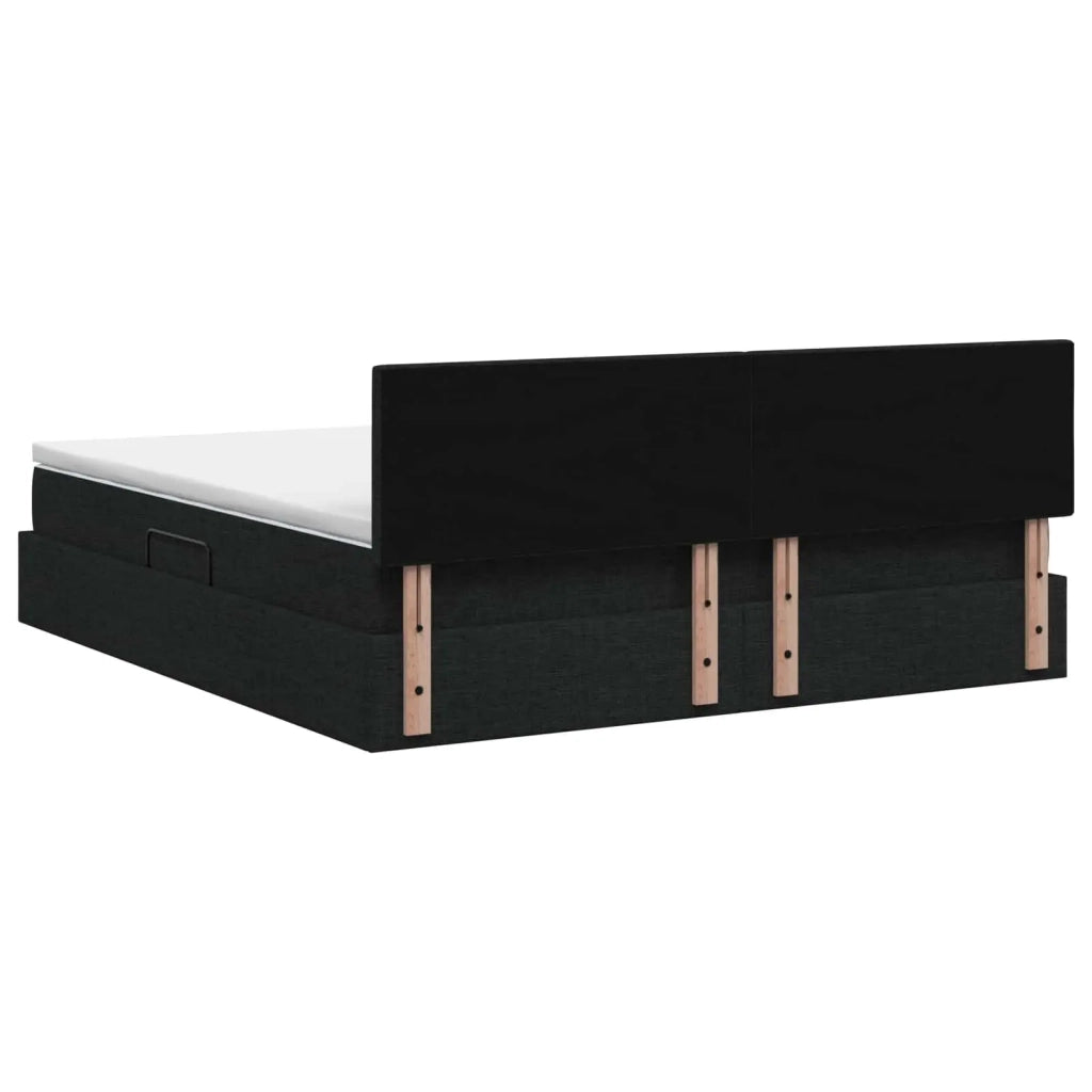 Letto con contenitore LED e materasso Nero 160 x 200 cm Tessuto 3459074