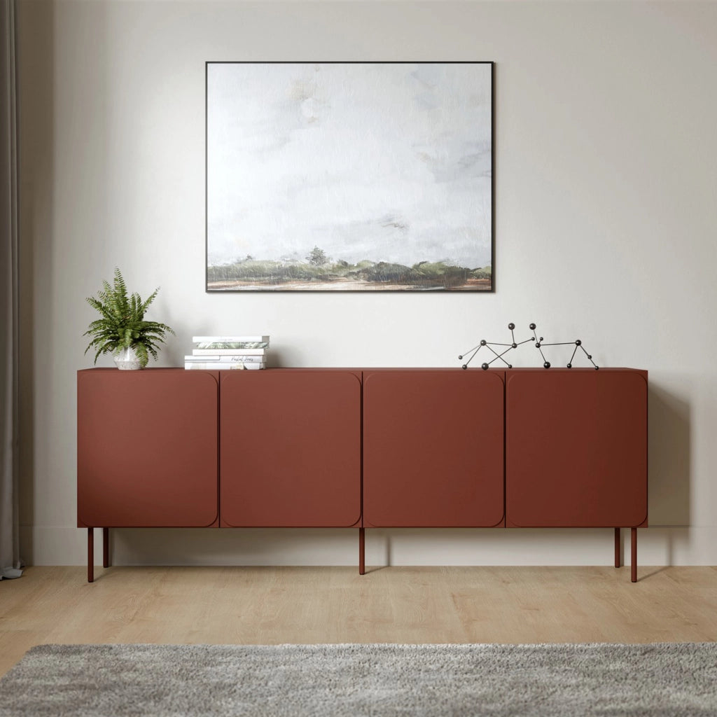 Madia Canino, Credenza 2 Ripiani, 200x42x75h cm Marrone Terracotta
