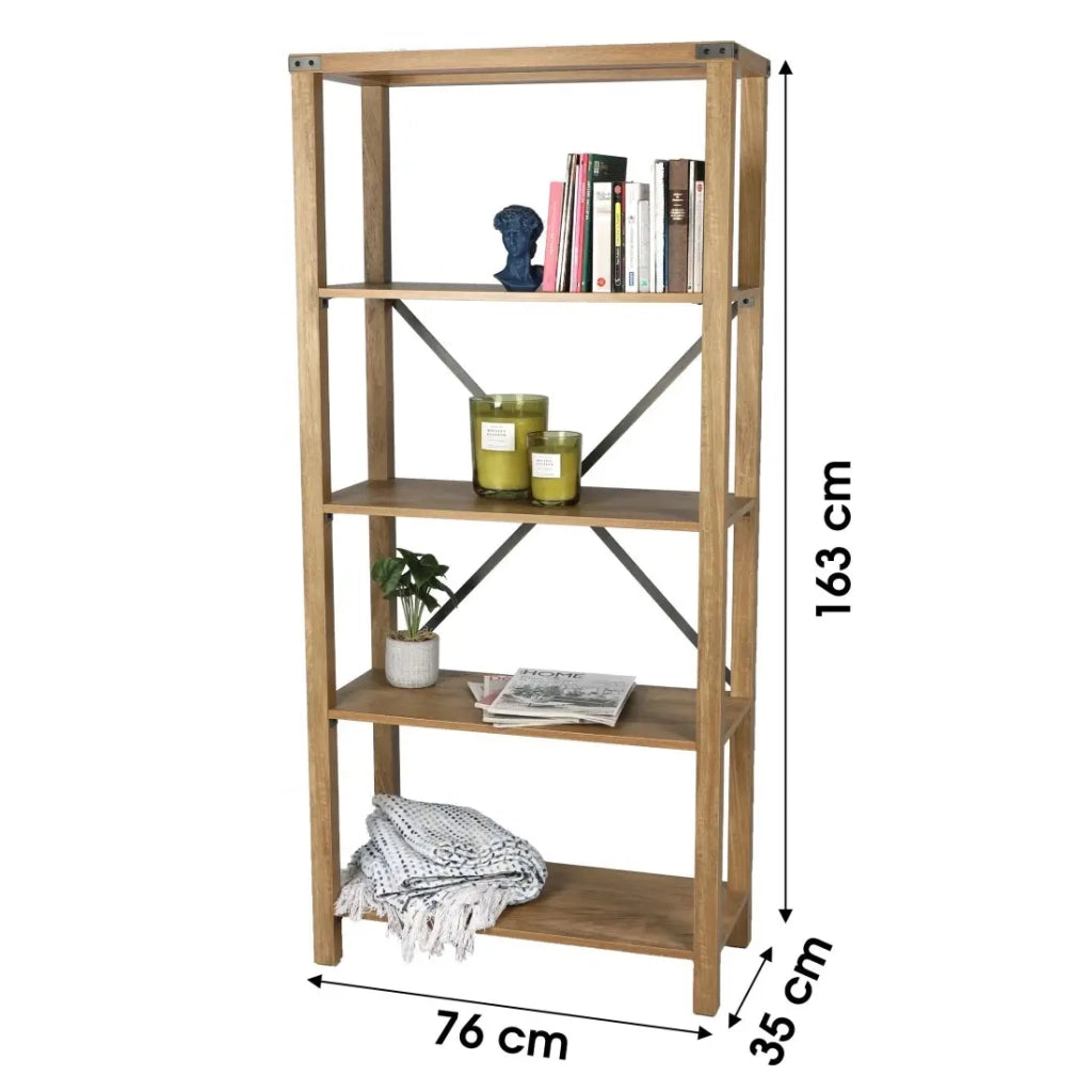 Biblioteca da scrivania con croci in metallo collezione BELVINA – Dimensioni 76x35x163 cm