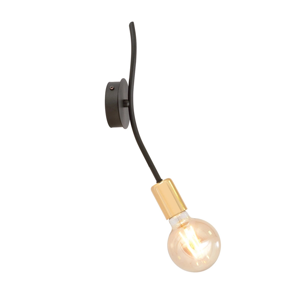 Applique Industrial 1 Luce Temi In Acciaio Nero E Oro A Braccio
