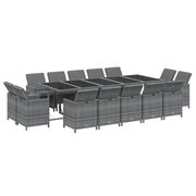 Set da pranzo da giardino da 15 pezzi con cuscini vimini grigio resina intrecciata 02_0014422