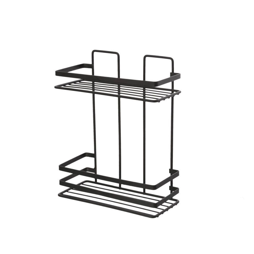 Mensola doccia rettangolare a due ripiani in acciaio nero | Cover Black