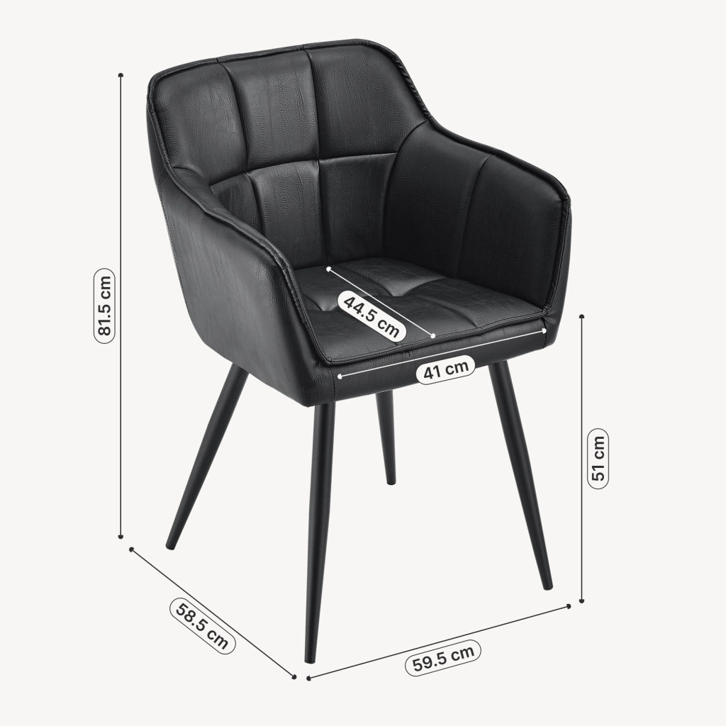 Sedia per Sala Pranzo Birmingham Similpelle Nero [en.casa]