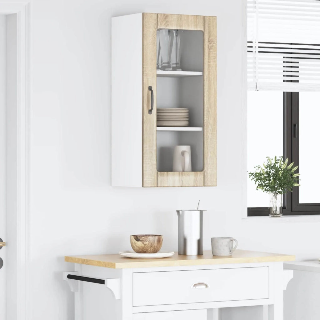 Pensile da cucina | Mobile in vetro da parete PORTO Rovere Sonoma 40 x 31 x 80 cm