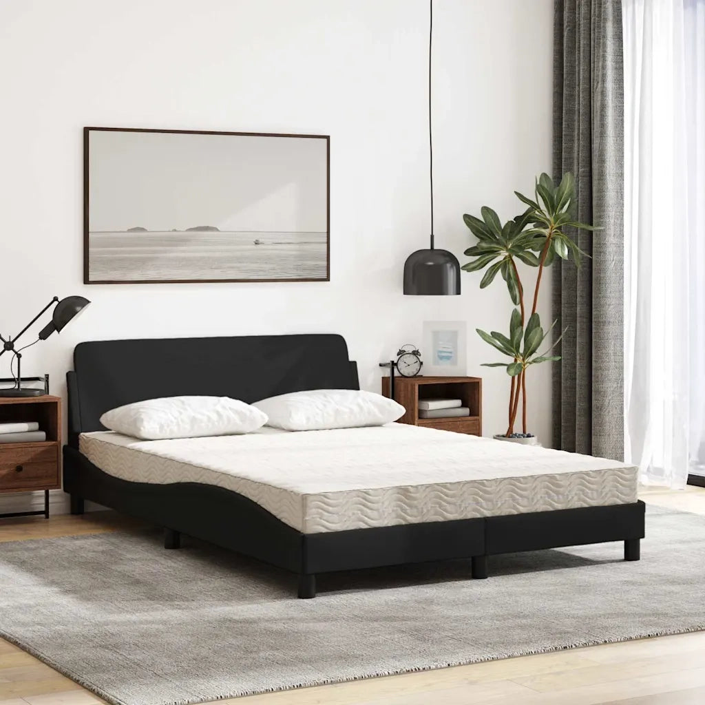 Letto matrimoniale | Letto per adulti | Letto con Materasso Dover Nero 120x200 cm in Tessuto