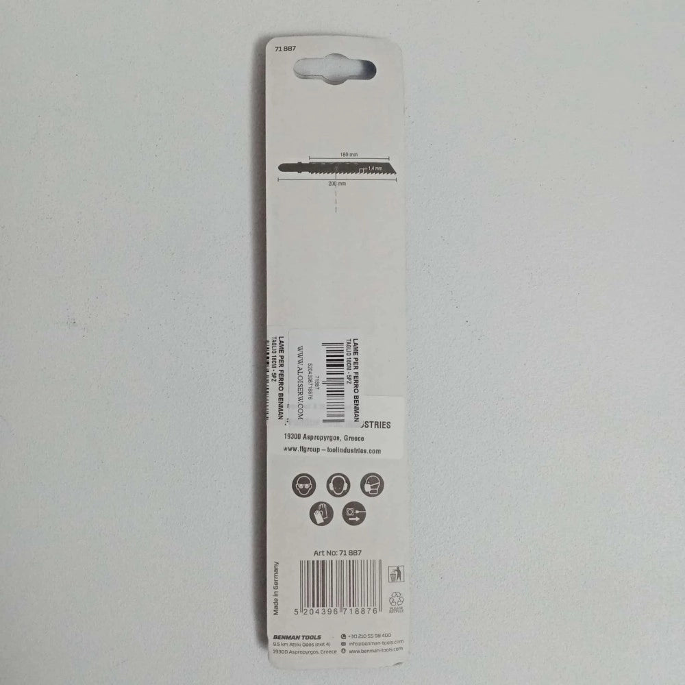 Benman lame attacco bosch da 180/200mm per seghetto alternativo per ferro dentatura fine - blister da 5 lame