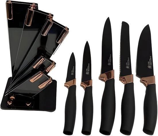 Insalata di Cucina 6 pezzi - Manici Ergonomici - Coltellino per la Cottura - Coltellino per il Pane - Slicer - Coltellino Universale - Taglio Preciso - Set di Coltelli da Cucina