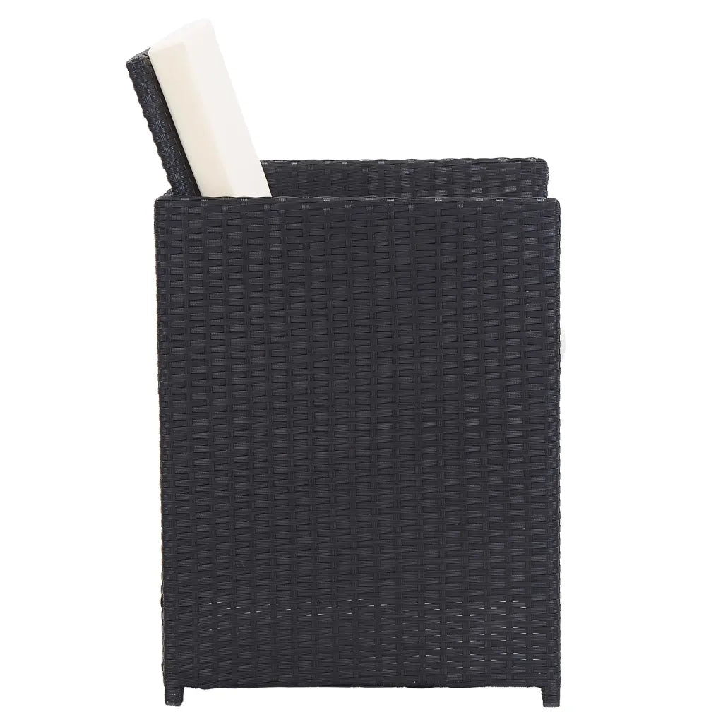 Set da Pranzo da Giardino 15 pz con Cuscini in Polyrattan Nero  cod mxl 42641