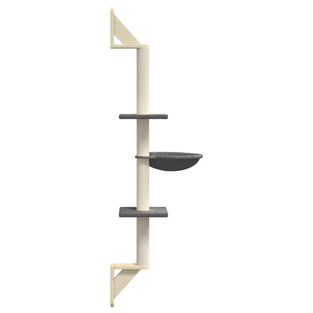vidaXL Albero per Gatti con Tiragraffi a Parete Grigio Scuro 142,5 cm
