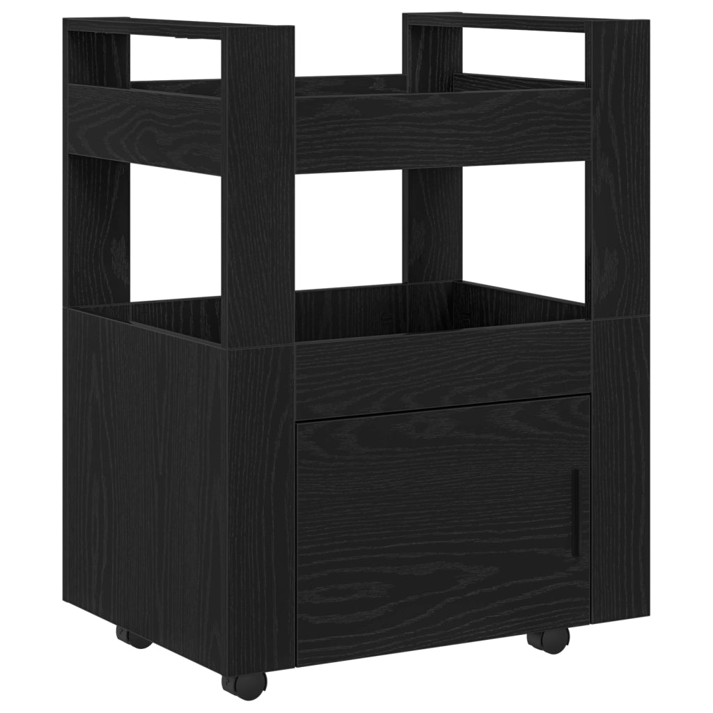 Carrello da Cucina  Nero Rovere 60x45x80 cm Legno Ingenerizzato
