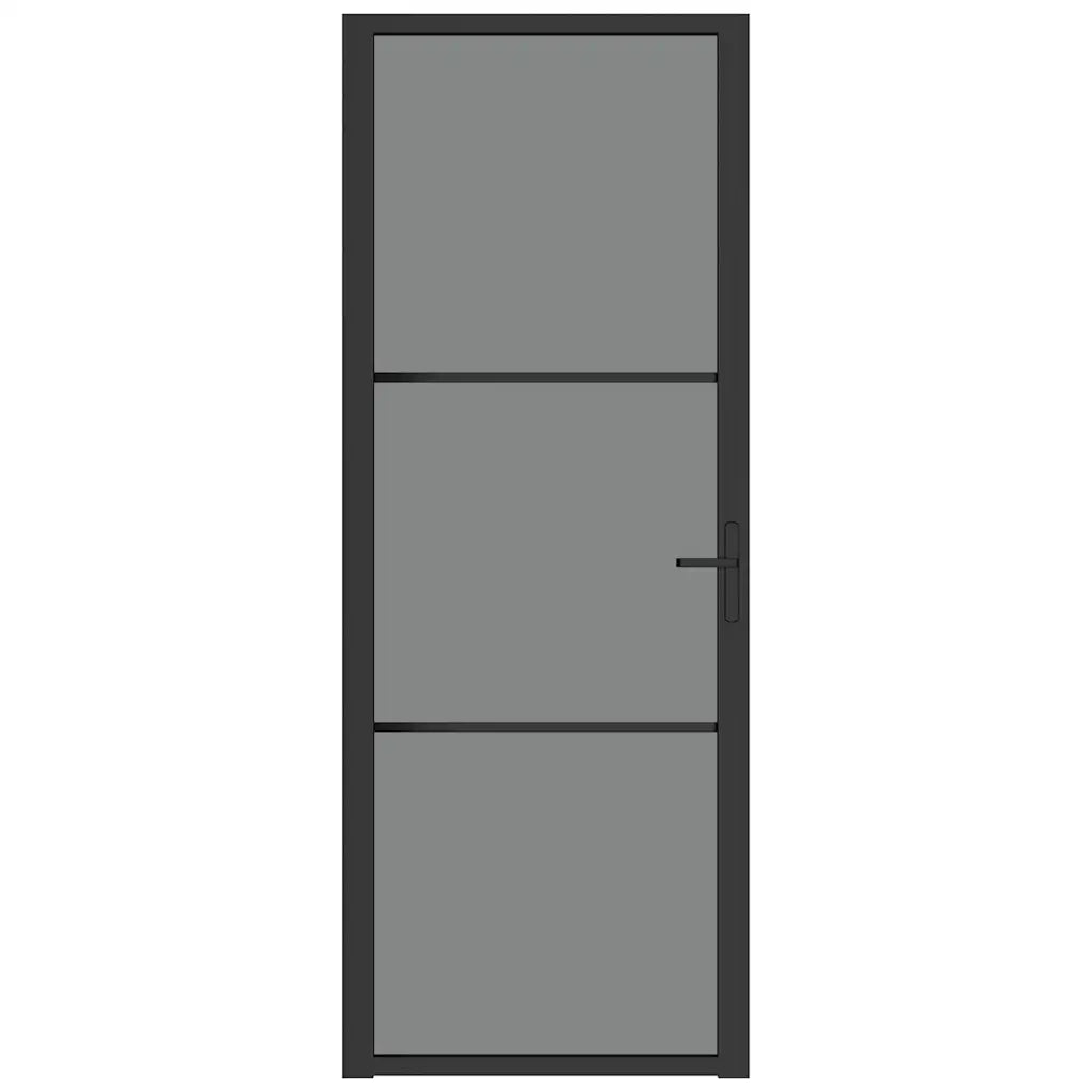 Porta Interna 76x201,5 cm Nero Opaco Vetro ESG e Alluminio cod mxl 67671