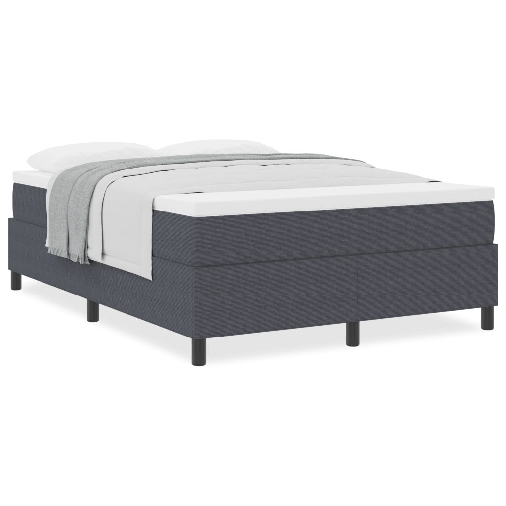 Letto con Rete a Molla e Materasso Grigio Scuro 140x200 cm Tessuto Corduroy