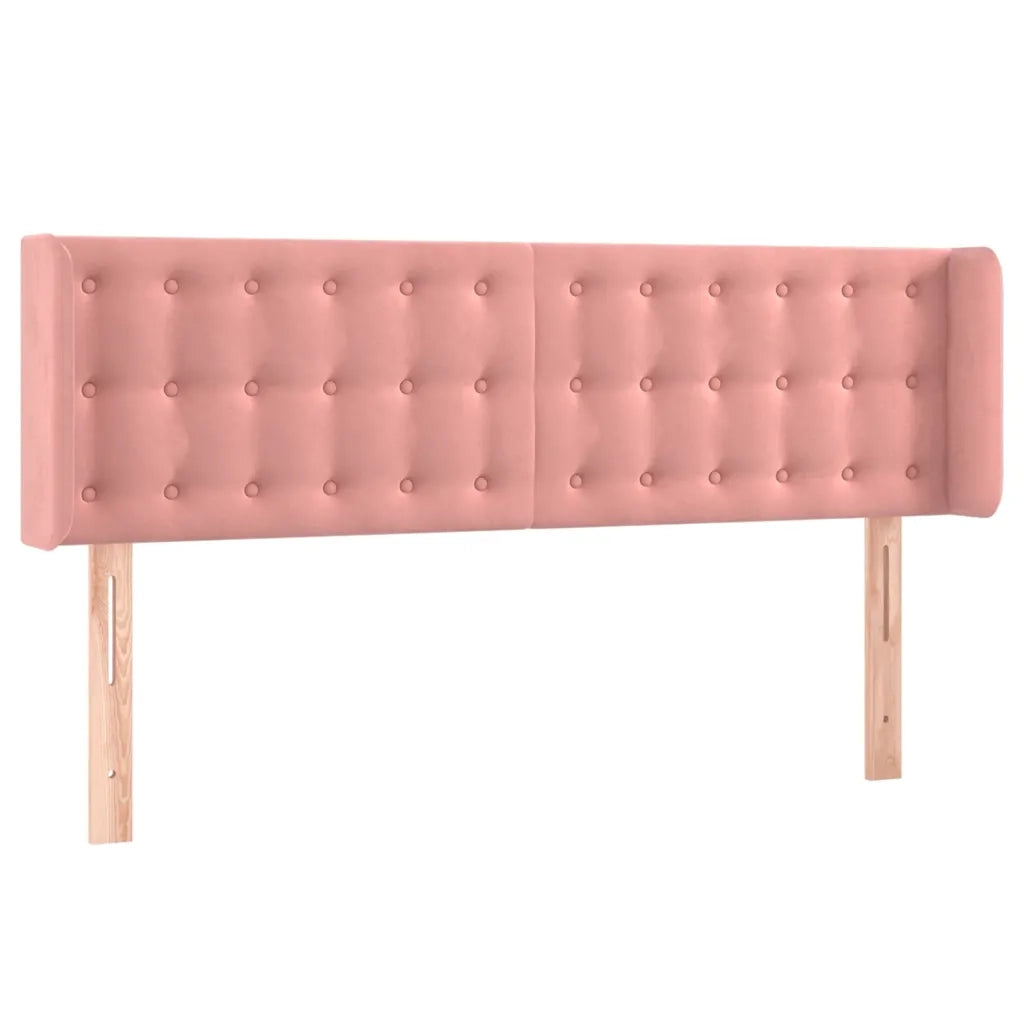Testiera ad Orecchio-Testata con Orecchie Rosa 147x16x78/88 cm in Velluto 693067