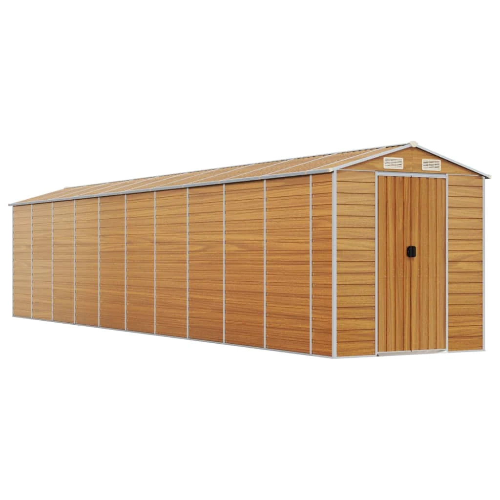 Casetta da giardino cabina ripostiglio capanno da esterno capanno per attrezzi robusta colore chiaro 191 x 895 x 198 cm acciaio zincato marrone 02_0022297