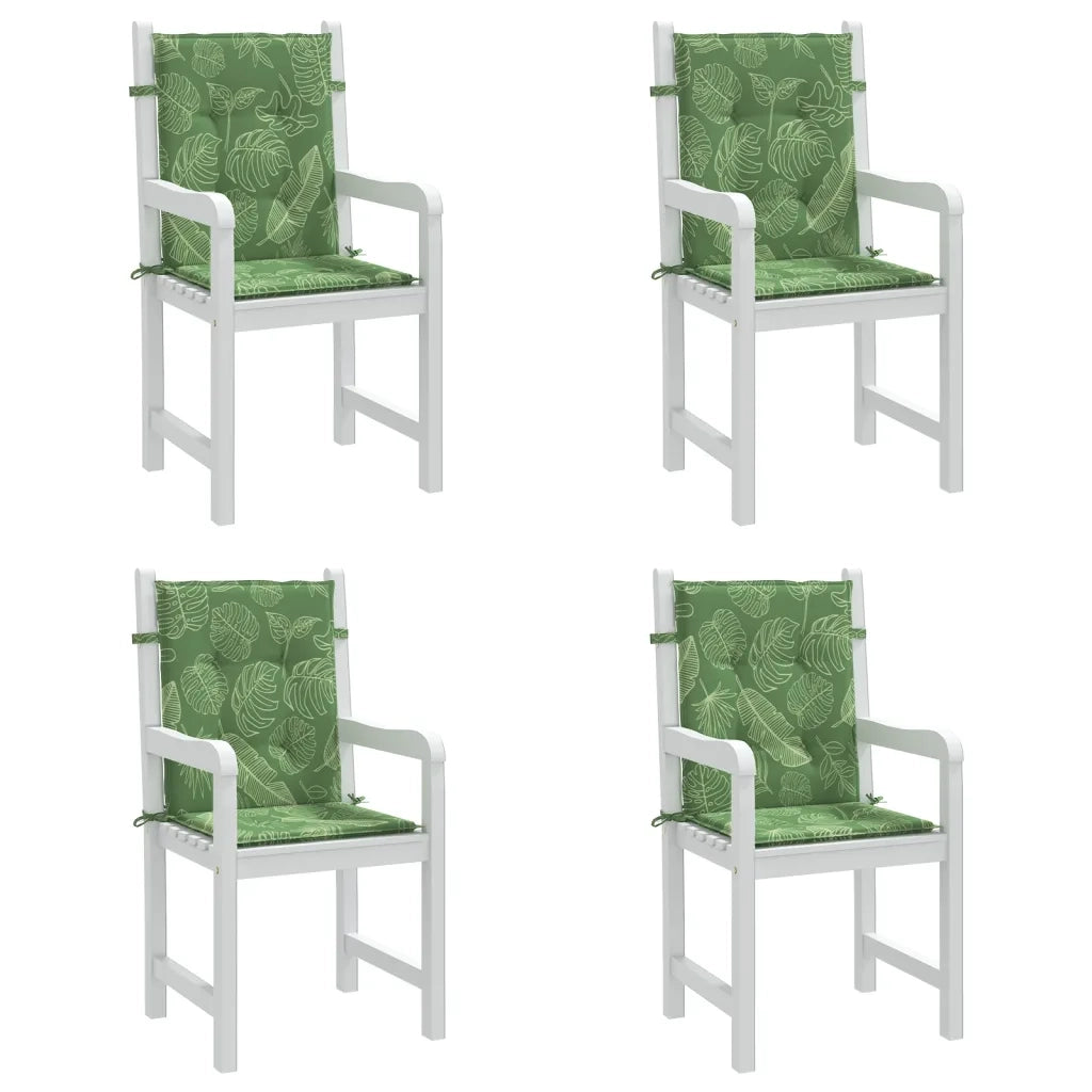 Cuscini per Sedia Schienale Basso 4 pz Motivo Foglie in Tessuto 361332