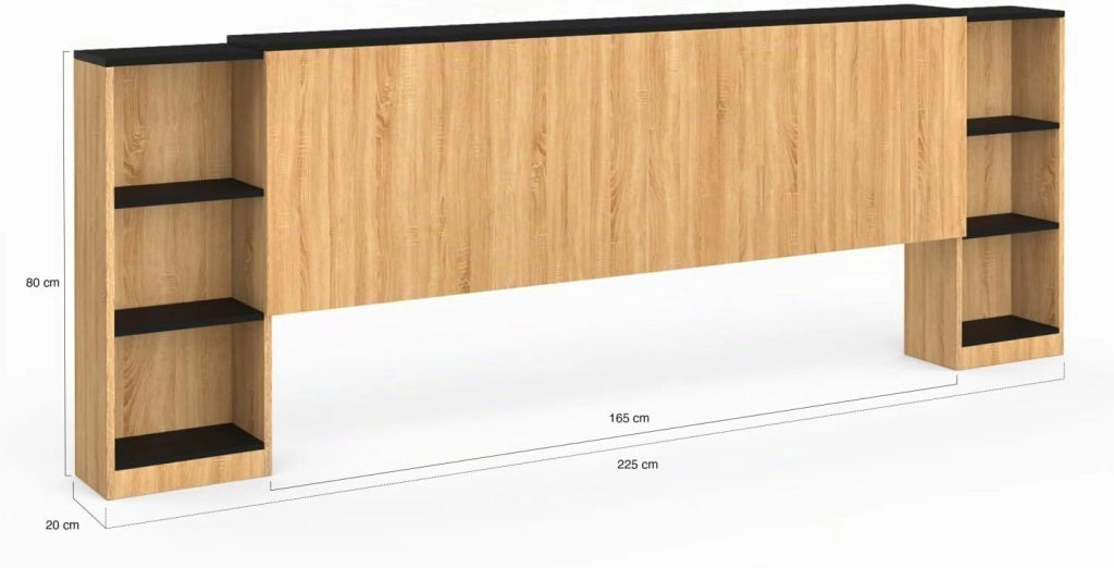 Cabecero extensible CATBA con almacenamiento deslizante para camas de 140 y 160 CM de madera y negras
