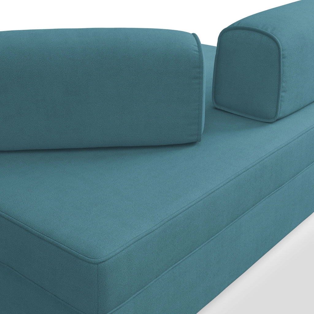 Liberty Divano senza pouf estraibile e schienali movibili in tessuto morbido impermeabile T02 200 cm azzurro