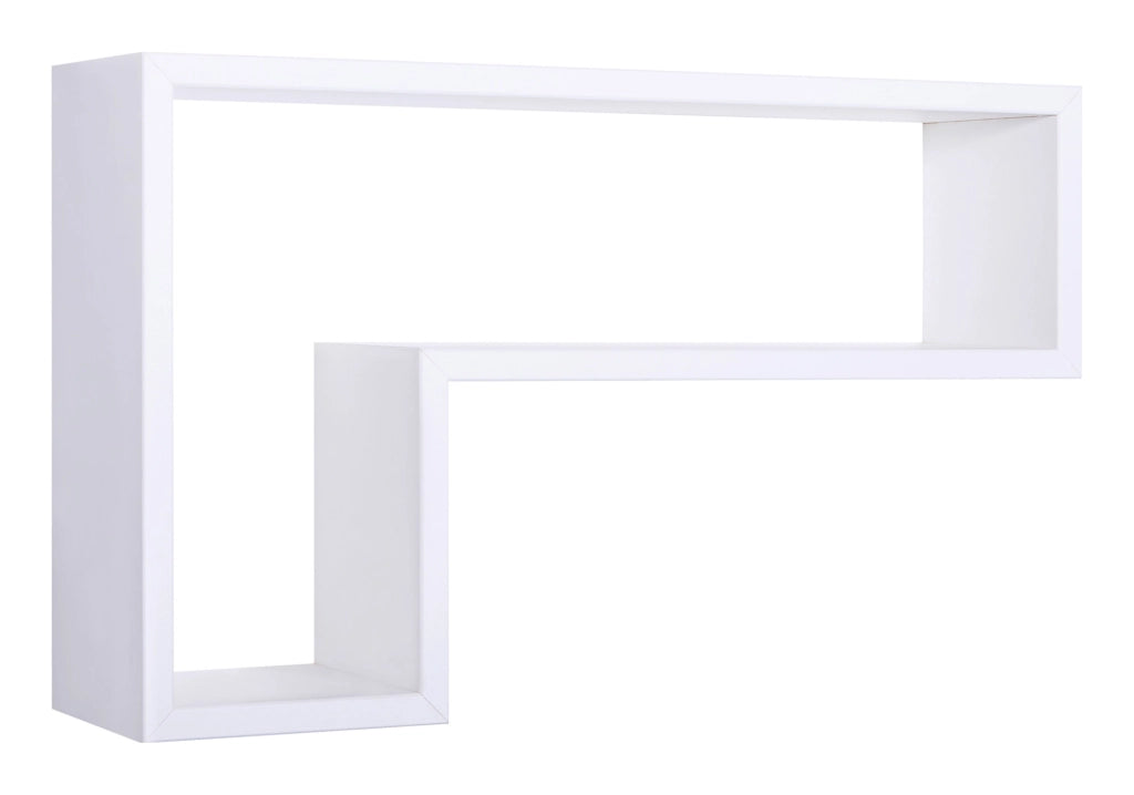 Mensola da Parete a Forma di L 61x37x15,5 cm in Fibra di Legno Lettera Bianco