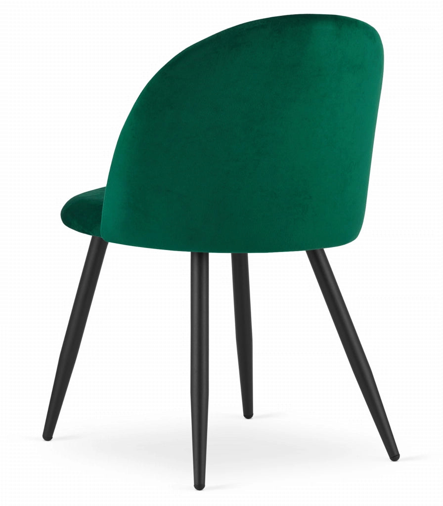 Valora Bello Chair Green Velvet Black Legs Set di 3