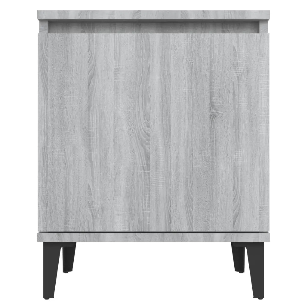 Comodino | Armadio da Notte | Mobiletto da notte con Gambe in Metallo Grigio Sonoma 40x30x50 cm